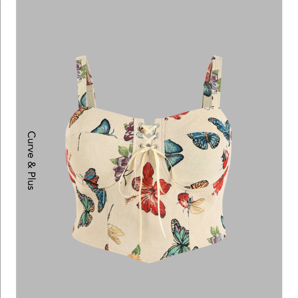 Butterfly lace up tank top.